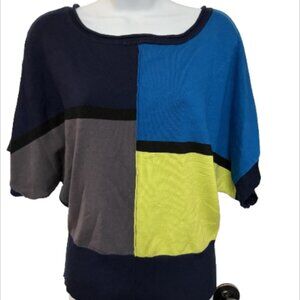 Catch My I Ladies Large Multicolor Short Sleeve Scrunch Waist Sweater Style Top